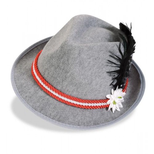 Chapeau bavarois gris et rouge