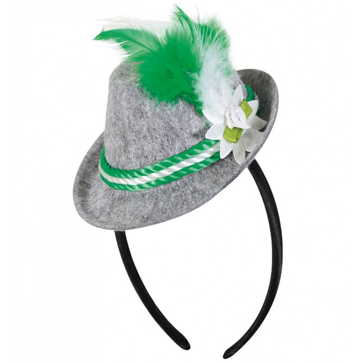 Mini chapeau Bavaria gris et vert sur serre-tête