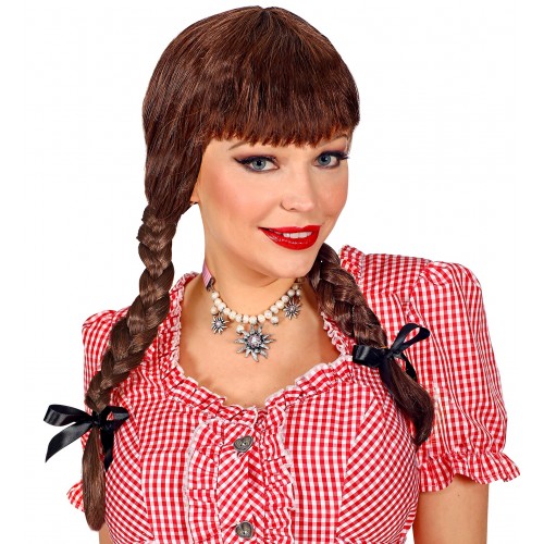 Perruque Dirndl brune