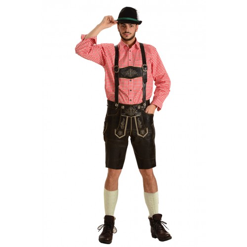 marron Smiffys Costume de bavarois haut et chapeau short lederhosen avec brassards 