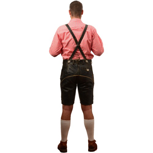 Pantalon Court En Cuir De Chèvre - Lederhosen Bavarois Traditionnel, Tailles 44 à 64, Broderies élégantes