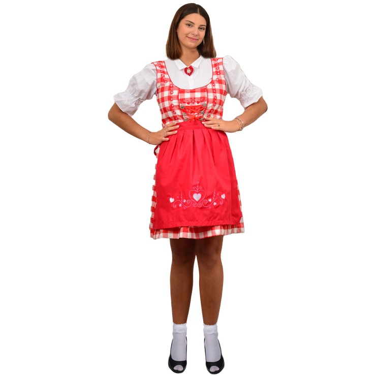 Dirndl Herzchen carrreaux rouges