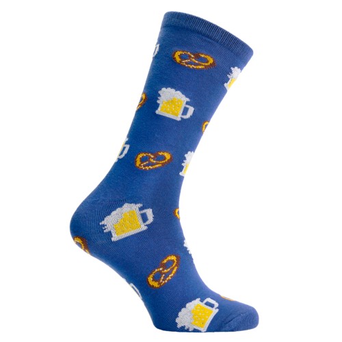 Chaussettes Bleues Bretzel et Chope de Bière