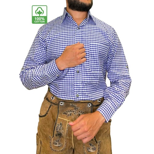 Chemise Bavaroise Bleue 100% Cotton